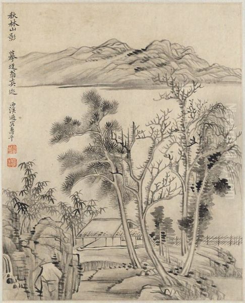 Landscape After Xu Ben (1335-1380) Oil Painting by Yun Shouping