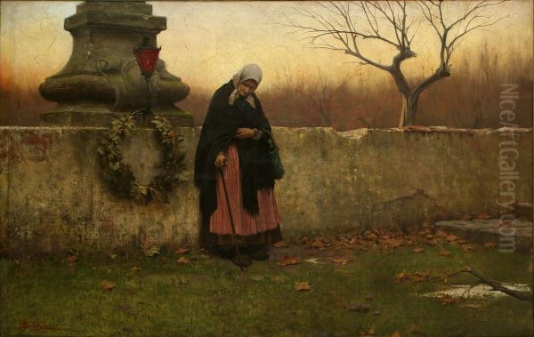 All Souls' Day Oil Painting by Jakub Schikaneder