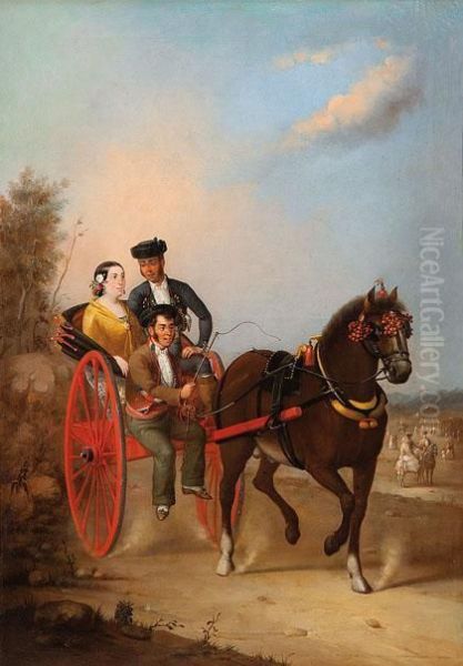 Camino A La Feria Oil Painting by Manuel Cabral Aguado Y Bejarano