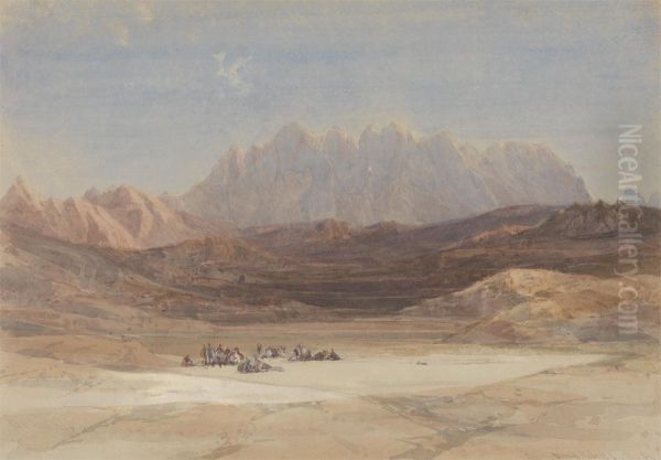 The Plain of El Raheh, Mount Sinai Oil Painting by David Roberts