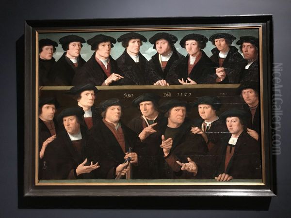 A group of militia men (schutters), 1529 (middle panel) Oil Painting by Dirck Jacobsz.