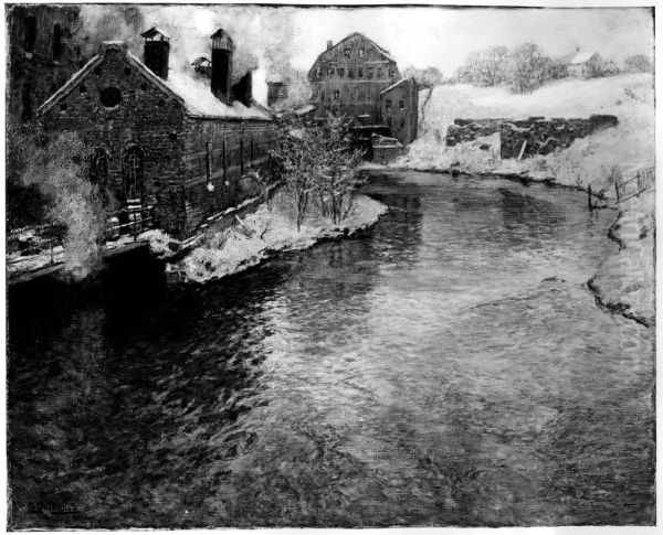 The Watermill Oil Painting by Frits Thaulow