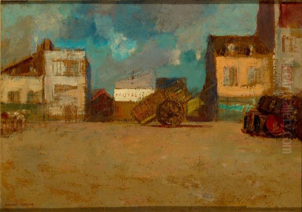 Village Square, Brittany Oil Painting by Odilon Redon