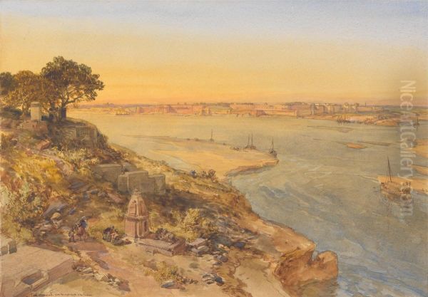 Allahabad, from the Right Bank of the Jumna Oil Painting by William Simpson