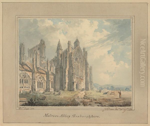 Melrose Abbey, Roxburghshire Oil Painting by Edward Dayes