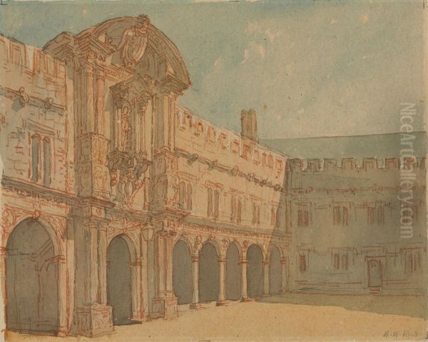 St. John's College, Oxford Oil Painting by Alfred William Rich