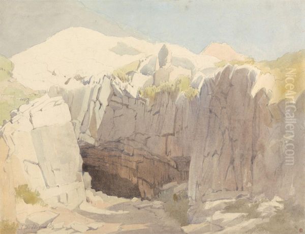 Study of Rocks at Mumbles Oil Painting by Edward Duncan