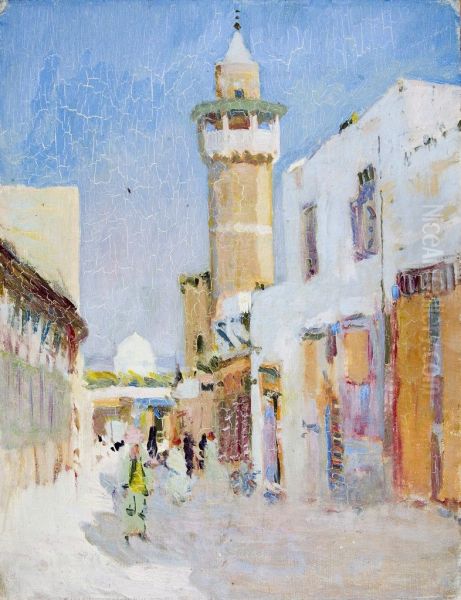 Tunis Street Scene Oil Painting by Denman Ross