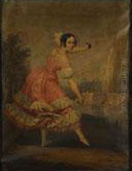 Dama Joven Bailando Oil Painting by Antonio Cabral Y Bejarano