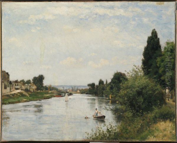 Landscape with River Oil Painting by Stanislas Lepine