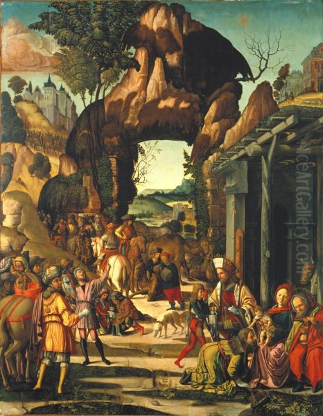 The Adoration of the Magi Oil Painting by Marcello Fogolino