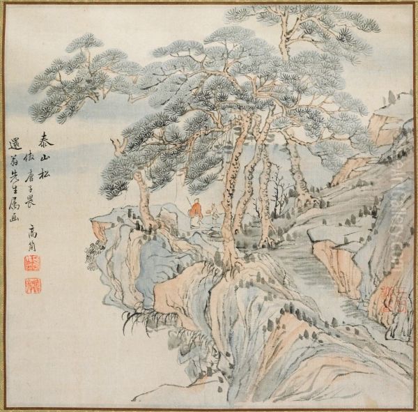 Pines on Mount Tai (after Gao Qian [after Tang Yin]) Oil Painting by Ike no Taiga