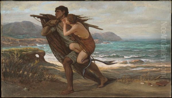 Fisherman and Mermaid Oil Painting by Elihu Vedder