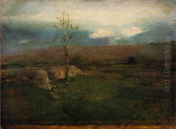 Sun Struggling Through Clouds (Landscape) Oil Painting by John La Farge