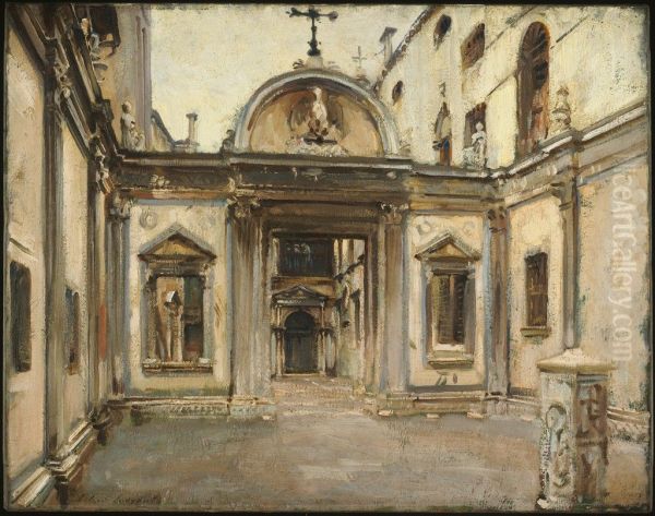 Courtyard of the Scuola Grande di San Giovanni Evangelista, Venice, Italy. Oil Painting by John Singer Sargent