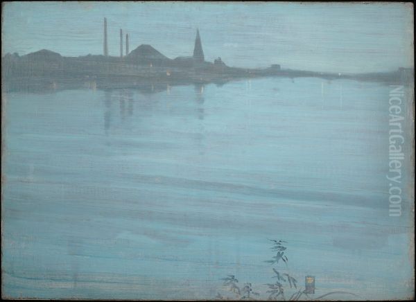 Nocturne in Blue and Silver Oil Painting by James McNeill Whistler