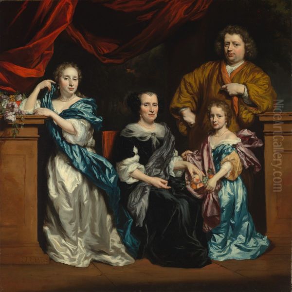 A Family Group Oil Painting by Nicolaes Maes