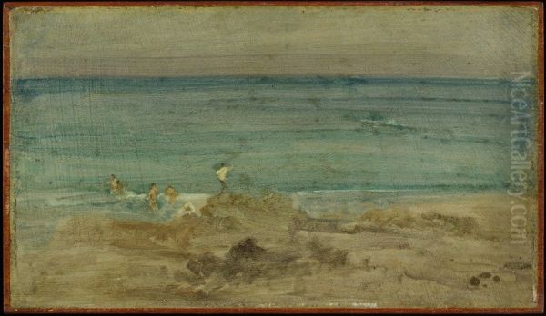 The Little Bathers, Perosquerie Oil Painting by James McNeill Whistler