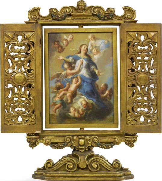 Double-sided Panel: The Assumption Of The Virgin And St. Augustine Oil Painting by Miguel Cabrera