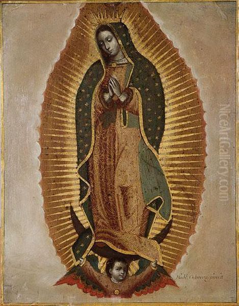 Virgen De Guadalupe Oil Painting by Miguel Cabrera