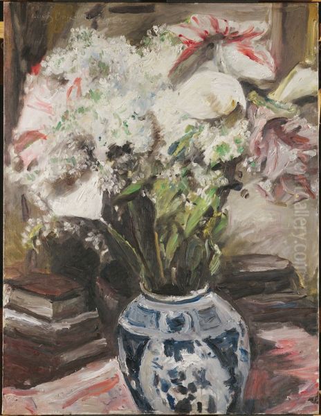 Amaryllis, Calla Lilies, and Lilacs Oil Painting by Lovis Corinth