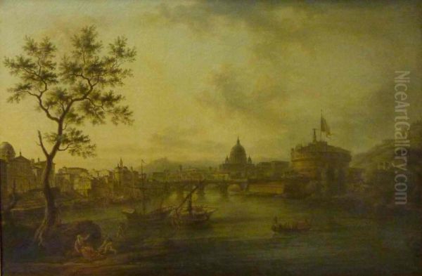 Vue de Rome sous l'occupation francaise Oil Painting by Jean-Baptiste-Francois Genillion