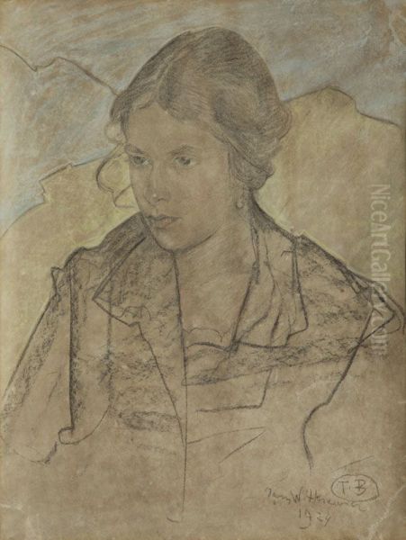 Portrait of Janina Fiszerowa Oil Painting by Stanislaw Ignacy Witkiewicz