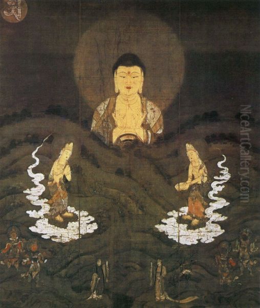 Amitabha beyond the Mountains Oil Painting by unknown