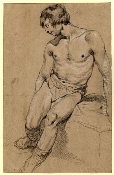 Study of an almost nude man Oil Painting by Leendert Van Der Cooghen