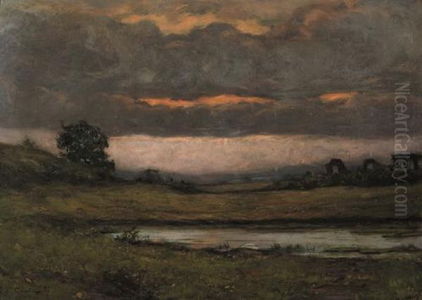 Tramonto In Campagna Oil Painting by Camillo Filippo Cabutti