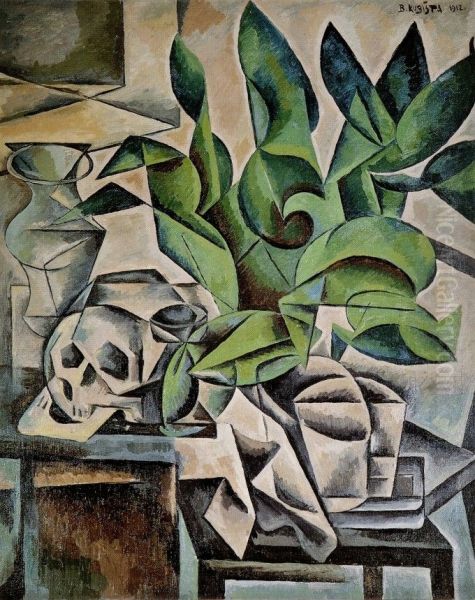 Still life with Skull Oil Painting by Bohumil Kubista