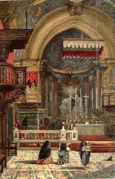 Interior of Saint John's Co-Cathedral, Valletta Oil Painting by Hans Johan Frederik Berg