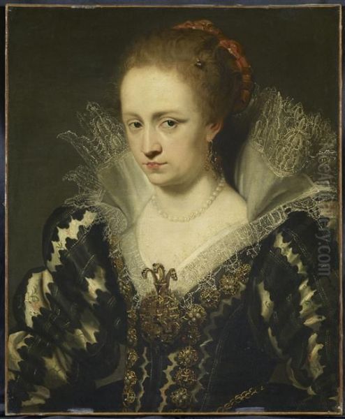 Portrait de Jacqueline van Caestre, epouse de  Cordes Oil Painting by Anthony Van Dyck