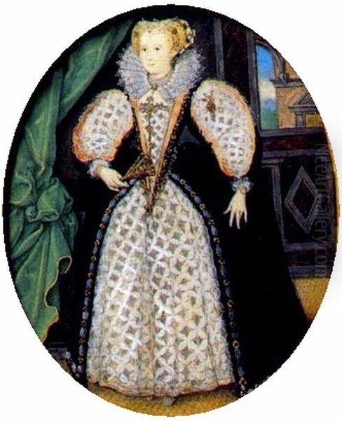 Portrait of a Lady, perhaps Penelope, Lady Rich Oil Painting by Nicholas Hilliard