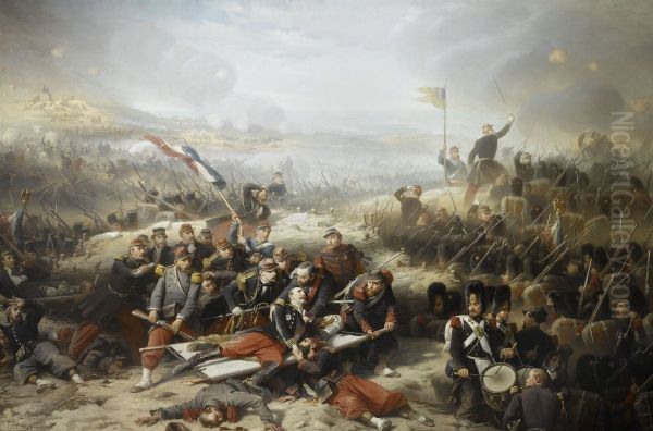 La Courtine de Malakoff, 8 septembre 1855 Oil Painting by Adolphe Yvon