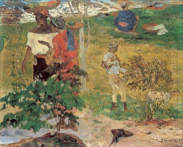 Conversation (Tropics), or Negresses Talking Oil Painting by Paul Gauguin