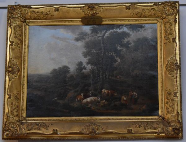 Paysage avec figures et animaux Oil Painting by Balthasar-Paul Ommeganck