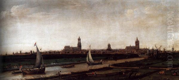 View of Delft from the Northwest Oil Painting by Hendrick Cornelisz Vroom