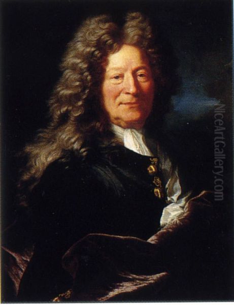 Portrait of Francois Girardon (1628-1715), French sculptor Oil Painting by Hyacinthe Rigaud