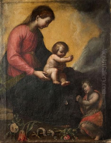 Madonna Con Bambino E San Giovannino Oil Painting by Orsola Maddalena Caccia