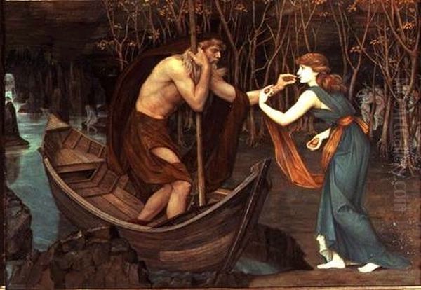 Charon and Psyche Oil Painting by John Roddam Spencer Stanhope