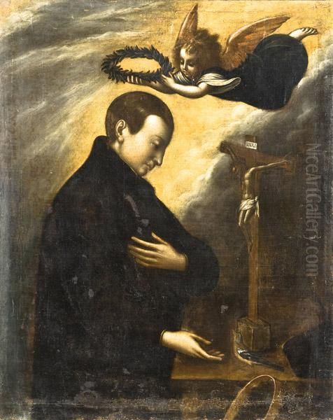 San Luigi Gonzaga In Preghiera Oil Painting by Orsola Maddalena Caccia