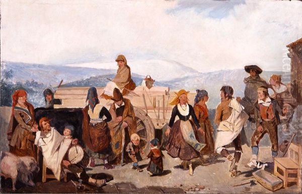 Baile de campesinos en Soria Oil Painting by Valeriano Becquer