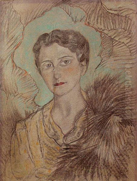 Portrait of Zofia Piotrowska Oil Painting by Stanislaw Ignacy Witkiewicz