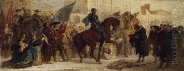 Entry of Maximilian I into Prague after the Victory on the White Mountain in 1620 Oil Painting by Ferdinand von Piloty