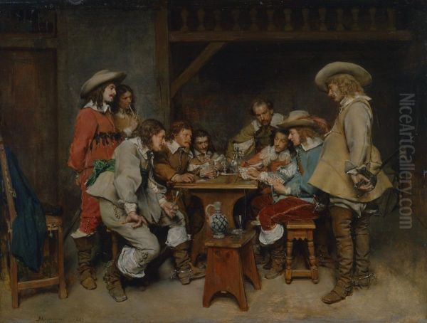 A Game of Piquet Oil Painting by Jean-Louis-Ernest Meissonier