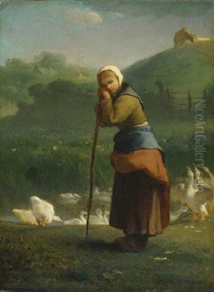 The Goose Girl at Gruchy Oil Painting by Jean-Francois Millet