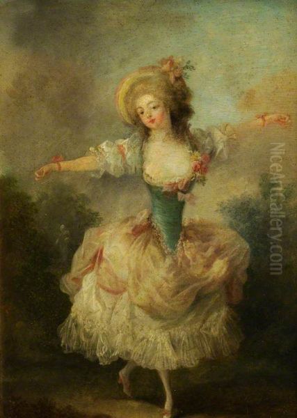 A Dancer with Arms Outstretched Oil Painting by Jean-Frederic Schall