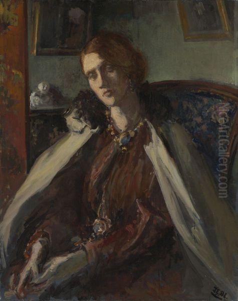 Julia Prinsep Stephen, nee Jackson (1846-1895), Formerly Mrs Duckworth (mother of Virginia Woolf and Vanessa Bell) Oil Painting by Jacques-Emile Blanche