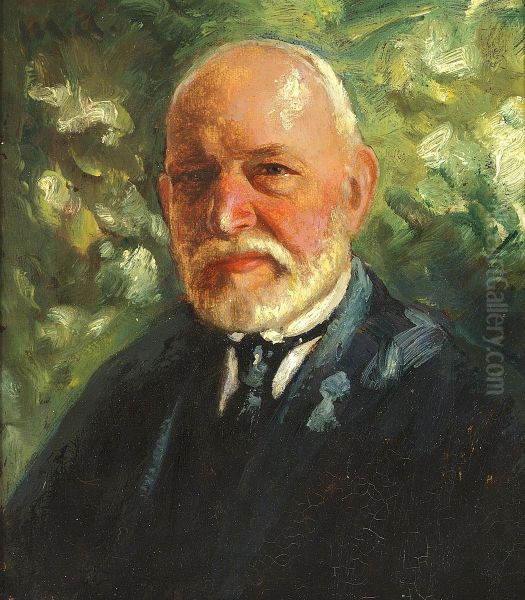 Portrait of an elderly man with a white beard. Oil Painting by Michael Peter Ancher